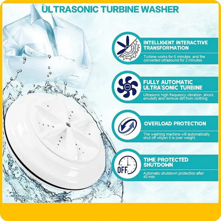 Mini Washing Machine Portable Ultrasonic Turbine Washer