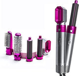 Hair Dryer Brush 5 In 1 Electric Blow Dryer Comb Hair Curling Wand Detachable Brush Kit Negative Ion Straightener Hair Curler - beautysweetie