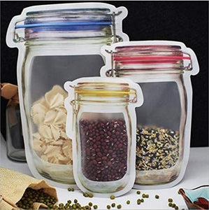 ( 3 Pc ) Mason Jar Bags Food Nuts Candy Cookies Ziplock Bags Pe Waterproof Seal Kitchen Fresh Storage Organizer Bag