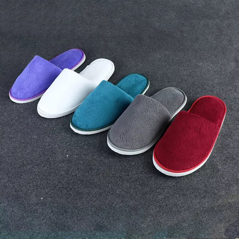 Warm Spa Slippers-Closed Toe Non Slip Disposable Hotel Slippers for Wowens Men-Thick Soft Cotton Reusable House Slippers Fit for Guests,Bathroom,Bedroom