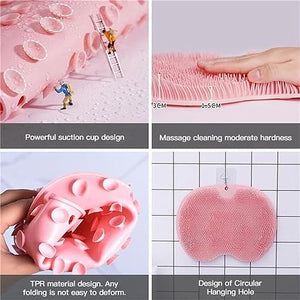 Shower Foot & Back Scrubber Mat, Wall Stick Suction Silicone Bathroom Scrubber