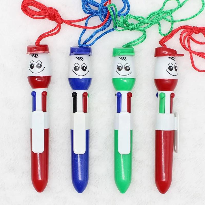 Kawii Style 4 Color Pen Smile Face Doll Pen Cowboy Ballpoint Pen .. (pack Of 6 Multi Colours